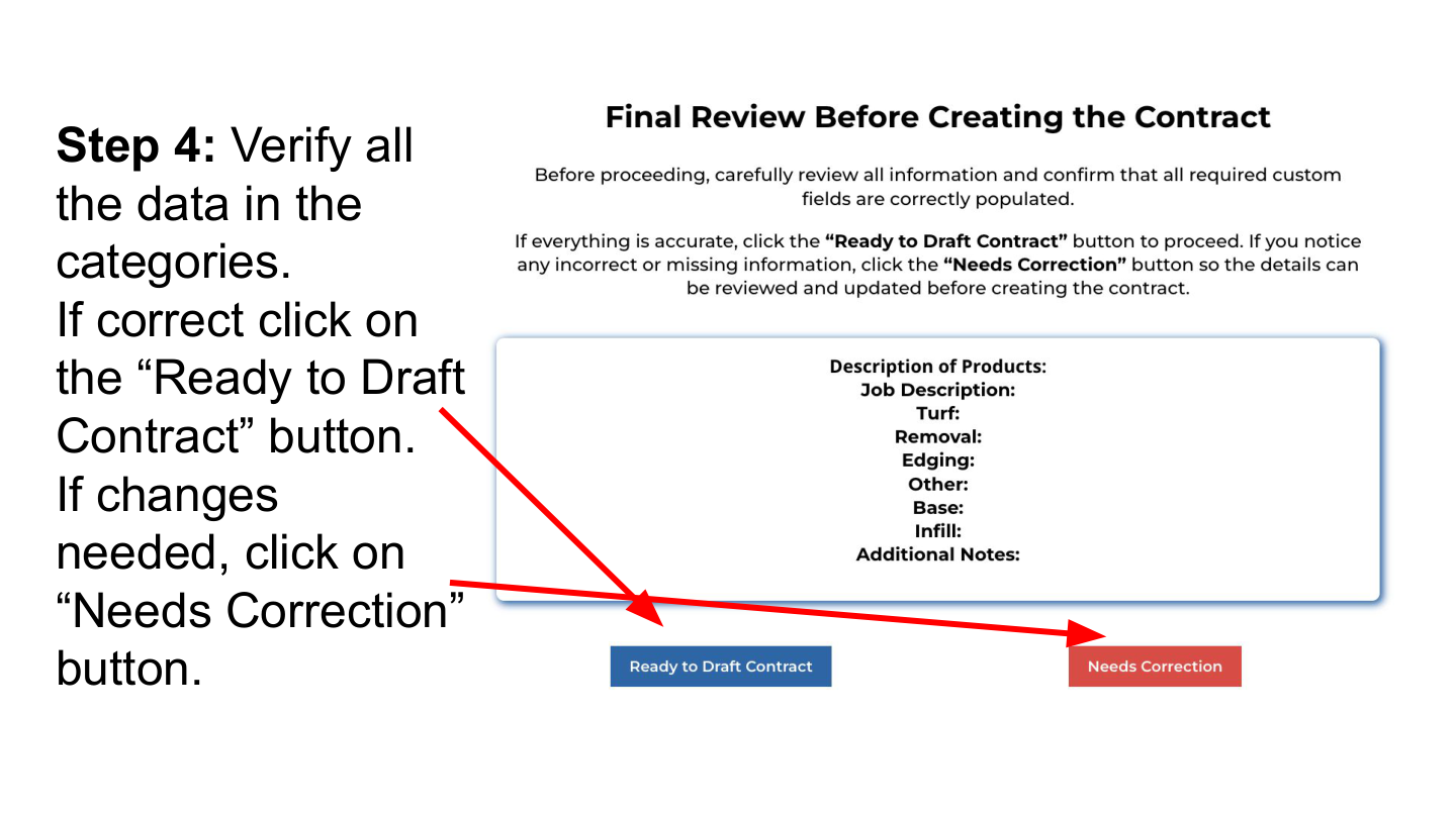 Verify data - Ready to Draft or Needs Correction