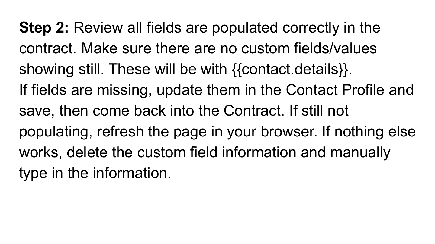 Review fields instruction