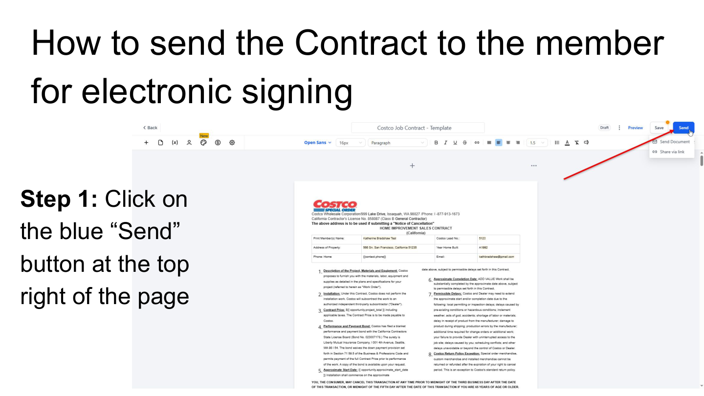 Click Send button