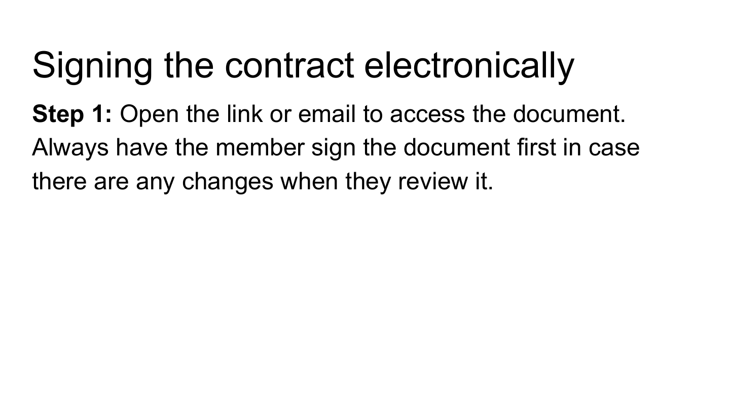 Member signing instruction