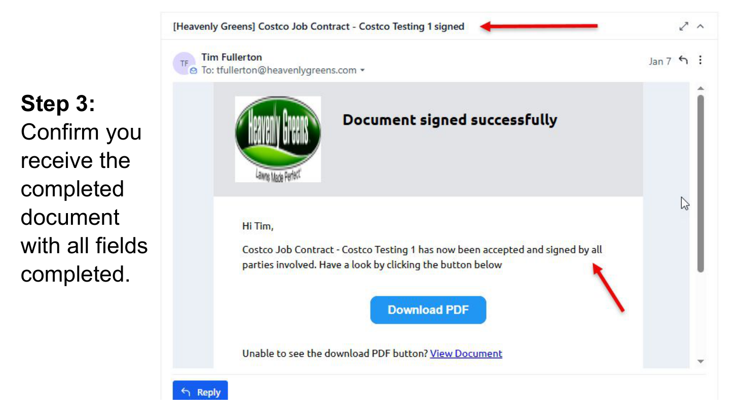 Confirm completed document
