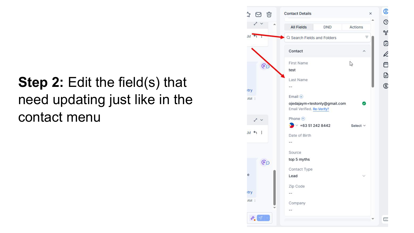 Edit fields in Conversations