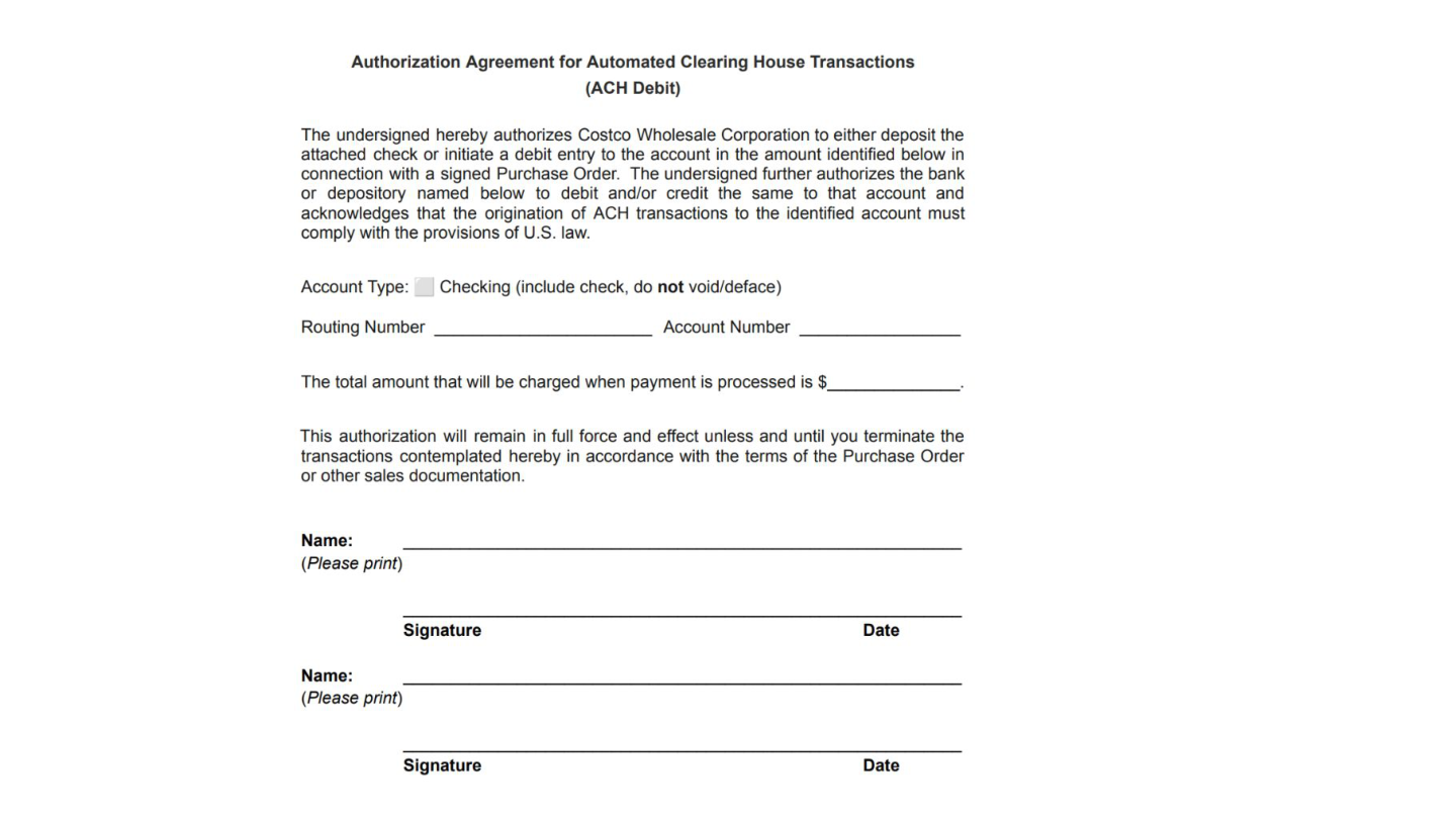 Payment documentation example